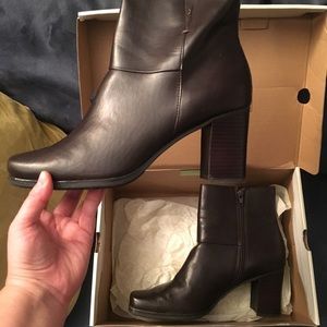 Brown Leather Bass Booties